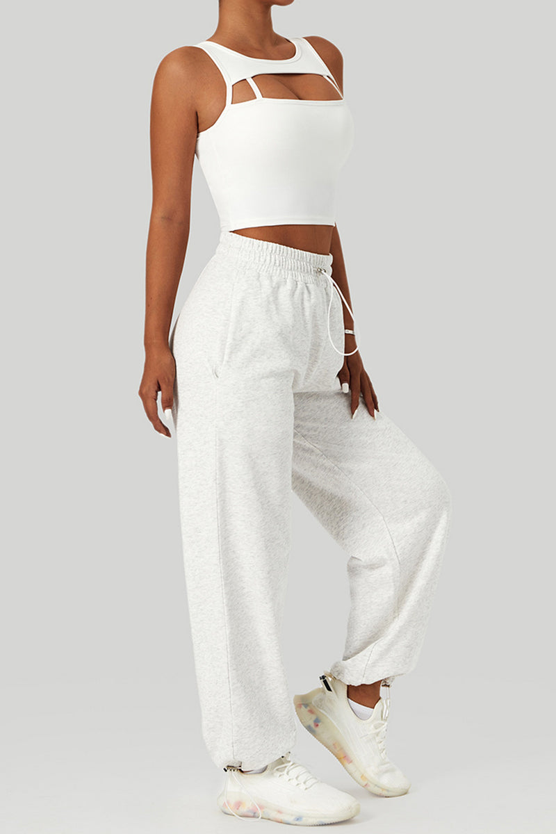 PADDED SPORTS CROPPED TANK TOP IN WHITE