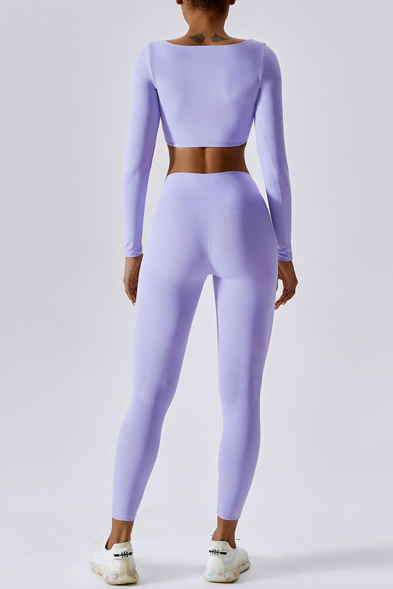 LONG SLEEVE RUCHED PADDED BRA IN LILAC