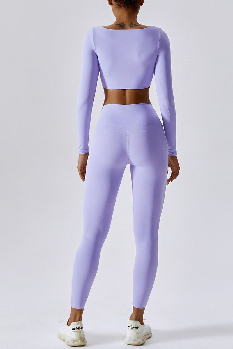 LONG SLEEVE RUCHED PADDED BRA IN LILAC